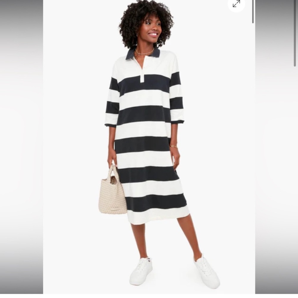 The Great. Polo Black Striped Dress